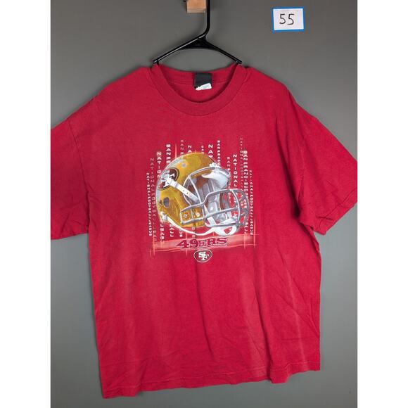Vintage 2000s 49ers NFL Team Apparel T-Shirt XL Red Cotton Helmet Graphic - Picture 1 of 10
